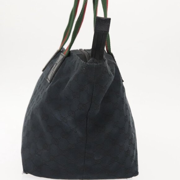GUCCI GG Canvas Web Sherry Line Tote Bag Black Red 131230 Auth 152018 - Picture 4 of 16